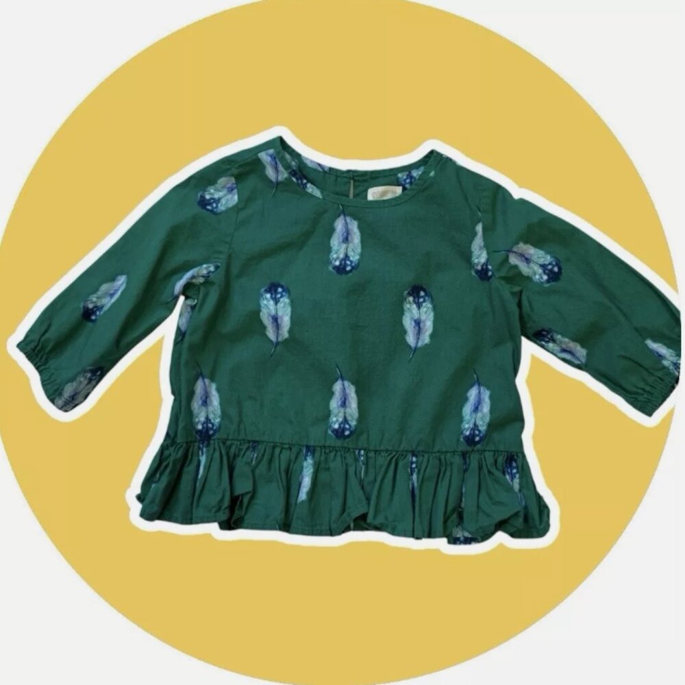 Toddler Girls Green Summer Spring Blouse Size XXS 3 Clothes Preowned
